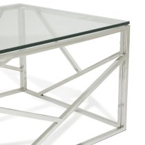 Betty Glass Coffee Table With Polished Stainless Steel Base