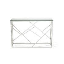 Betty Glass Console Table With Polished Stainless Steel Base