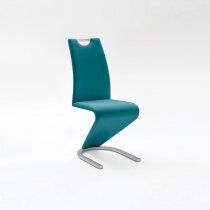 Amado Dining Chair In Petrol Faux Leather In A Pair