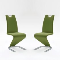 Amado Dining Chair In Olive Faux Leather In A Pair