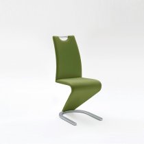 Amado Dining Chair In Olive Faux Leather In A Pair