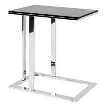 Declan Glass Side Table In Black With Chrome Base