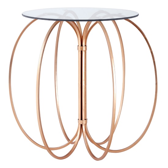 Alamon Round Glass Side Table With Gold Metal Base