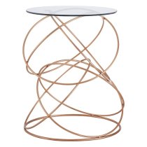 Alamon Round Glass Side Table With Gold Metal Frame