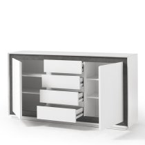 Chelsea Contemporary Sideboard In White With Concrete Inserts