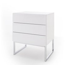 Strada High Gloss Bedside Cabinet With 3 Drawers In White