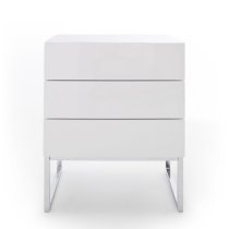 Strada High Gloss Bedside Cabinet With 3 Drawers In White