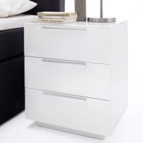 Fresh Tall Bedside Cabinet In White Glass Top And High Gloss