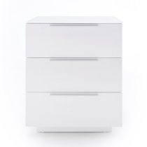 Fresh Tall Bedside Cabinet In White Glass Top And High Gloss