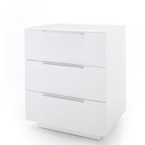 Fresh Tall Bedside Cabinet In White Glass Top And High Gloss