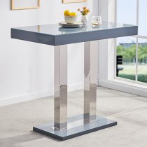 Caprice Grey High Gloss Bar Table 4 Ritz Grey White Stools