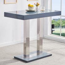 Caprice High Gloss Bar Table Rectangular Glass Top In Grey