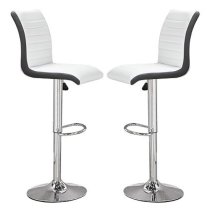 Ritz White And Black Faux Leather Bar Stools In Pair