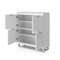 Kenia Modern Highboard In White High Gloss With 4 Doors