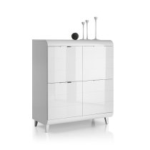 Kenia Modern Highboard In White High Gloss With 4 Doors