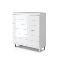 Kenia Modern Highboard In White High Gloss With 4 Doors