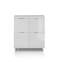 Kenia Modern Highboard In White High Gloss With 4 Doors