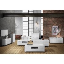 Kenia Modern Highboard In White High Gloss With 4 Doors