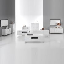 Kenia Contemporary Chest Of Drawers In White High Gloss