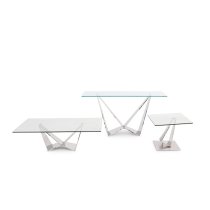 Feering Glass Console Table In Clear With Stainless Steel Base