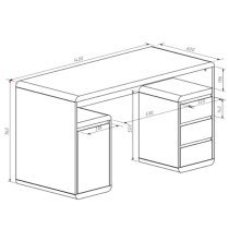 Florentine Gloss Computer Desk With 1 Door 3 Drawers In White