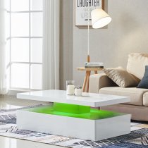 Quinton High Gloss Coffee Table in White With LED Lights