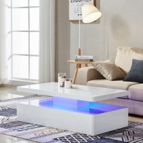 Quinton High Gloss Coffee Table in White With LED Lights