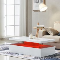 Quinton High Gloss Coffee Table in White With LED Lights