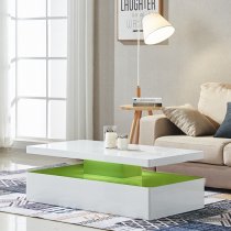 Quinton High Gloss Coffee Table in White With LED Lights