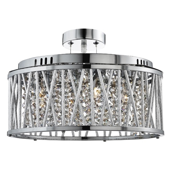 Elise Chrome 5 Light Fitting With Crystal Button Drops