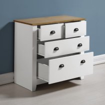 Ladkro Chest Of Drawers In White And Oak With 4 Drawers