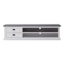 Allthorp Solid Wood TV Stand Large In White And Black Top