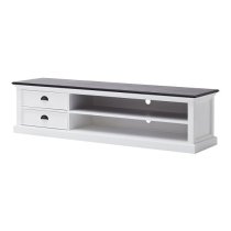 Allthorp Solid Wood TV Stand Large In White And Black Top