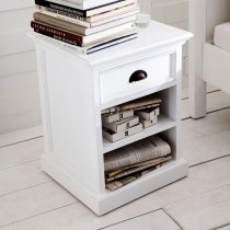 Allthorp Solid Wood Bedside Table In White With 1 Drawer