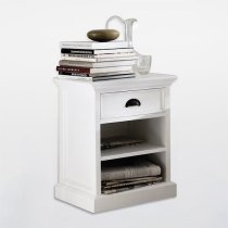 Allthorp Solid Wood Bedside Table In White With 1 Drawer