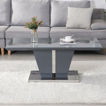 Memphis High Gloss Coffee Table In Grey With Glass Top