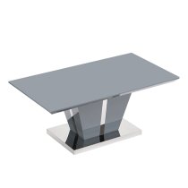 Memphis High Gloss Coffee Table In Grey With Glass Top