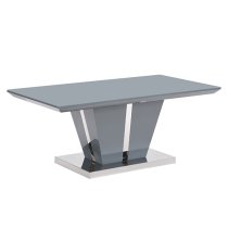 Memphis High Gloss Coffee Table In Grey With Glass Top