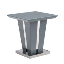 Memphis High Gloss Lamp Table In Grey With Glass Top