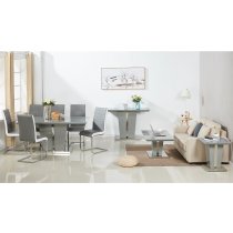 Memphis Small Grey Gloss Dining Table 4 Symphony Grey Chairs