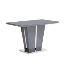 Memphis Small High Gloss Dining Table In Grey With Glass Top