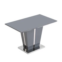 Memphis Small High Gloss Dining Table In Grey With Glass Top