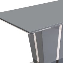 Memphis Small High Gloss Dining Table In Grey With Glass Top