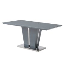 Memphis Large High Gloss Dining Table In Grey With Glass Top