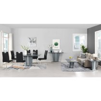 Memphis Large High Gloss Dining Table In Grey With Glass Top