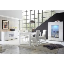 Aleta Modern Sideboard In White High Gloss With LED