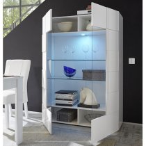 Aleta Modern Display Cabinet In White High Gloss With LED