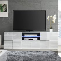 Aspen High Gloss TV Sideboard In White With LED Lights