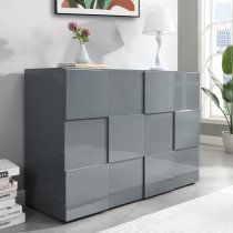 Aspen High Gloss Highboard With 2 Doors In Grey