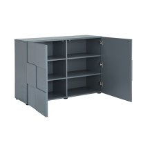 Aspen High Gloss Highboard With 2 Doors In Grey